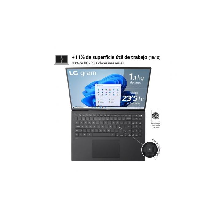 Portátil LG Gram 16ZB90R-G.AA55B Intel Core i5-1340P/ 16GB/ 512GB SSD/ 16"/ Win11 1