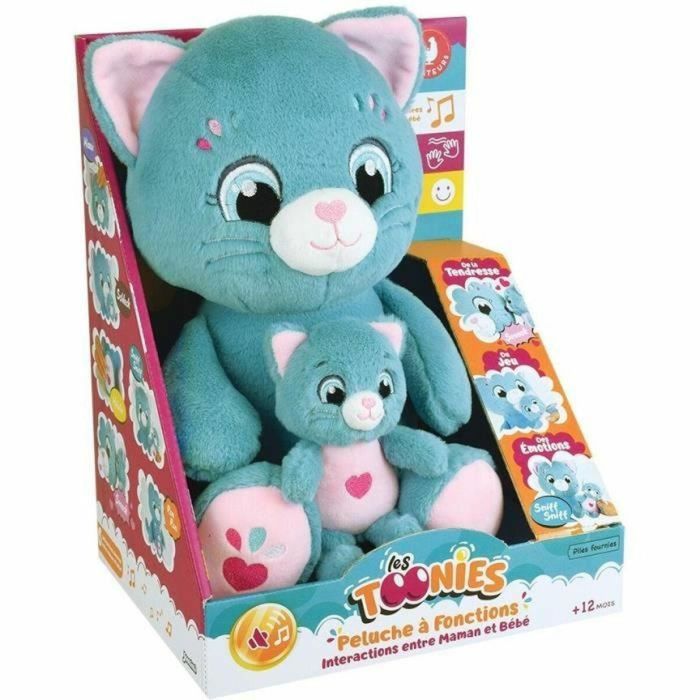 Jemini Peluche Suave Mamá Gata Interactiva con Cría TOONIES JEM3298060244985 +/- 26 cm 6 Funciones 1