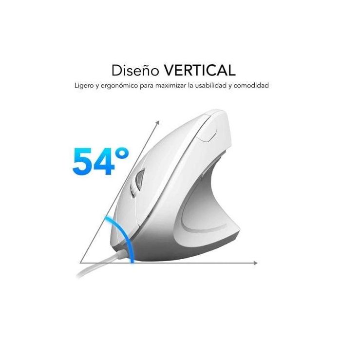 Ratón Ergonómico Subblim Glide Vertical Ergo Wired/ Hasta 1600 DPI/ Blanco 2 Ratón Ergonómico Subblim Glide Vertical Ergo Wired/ Hasta 1600 DPI/ Blanco 2
