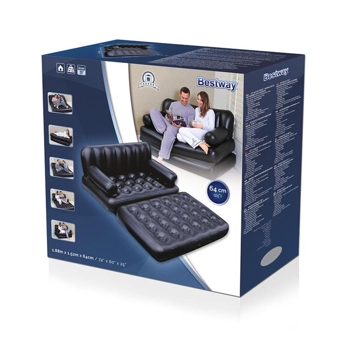 Bestway Sillon Hinchable 5 Posiciones Negro 188x152x64 cm Interior 75054 Bestway Sillon Hinchable 5 Posiciones Negro 188x152x64 cm Interior 75054