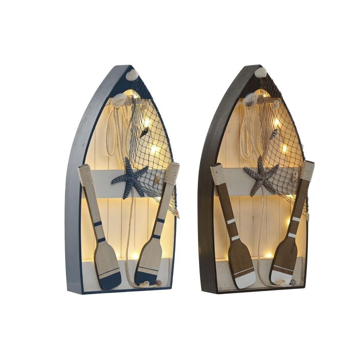 Decoracion Luminosa Atlantico DKD Home Decor Azul Marron 7 x 40 x 20 cm (2 Unidades)