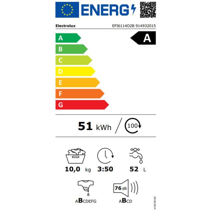 Lavadora Electrolux EFI6114O2B 10 kg 1400 rpm 1