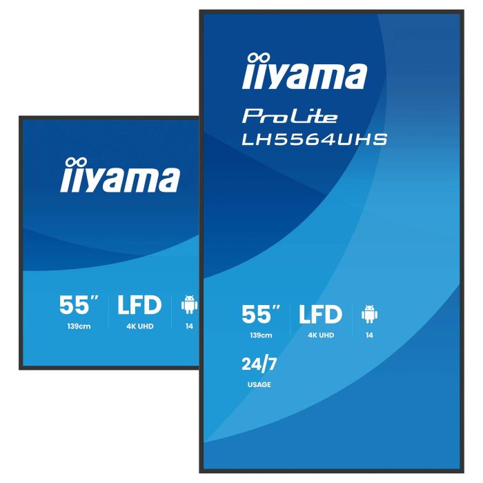 Iiyama LH5564UHS-B1AG Monitor 55" UHD 4K VA DLED 500cd/m Android 14 OS 24/7 Operation WiFi LAN USB-C HDMI RS232C Señalización Digital Negro 9