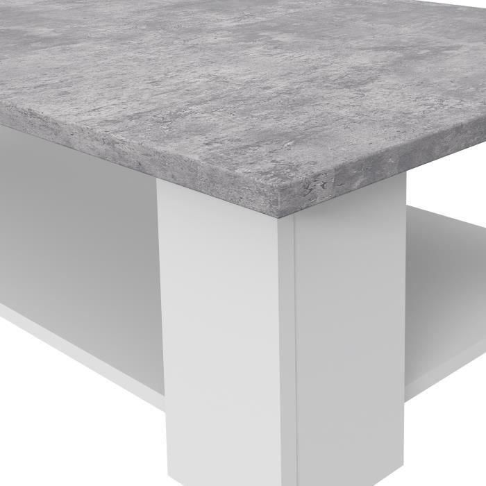 Mesa de centro PILVI - Hormigón blanco y gris claro - L 67 x P 67 x A 31 cm 4 Mesa de centro PILVI - Hormigón blanco y gris claro - L 67 x P 67 x A 31 cm 4
