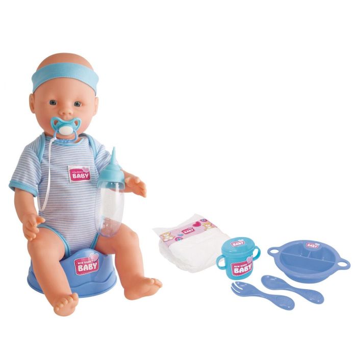 NUEVO BORN BABY Blue Baby Doll 43cm Bebidas Pee 1