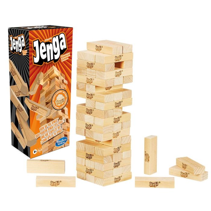Hasbro Gaming A2120 Jenga, Juego de Habilidad y Destreza Clásico con Torre de Bloques, +6 años