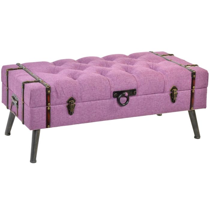 DKD Home Decor Descalzadora Chic Fucsia con Tapizado Poliéster, Estructura de Metal y MDF, Medidas 102x42x40.5 cm para Dormitorio