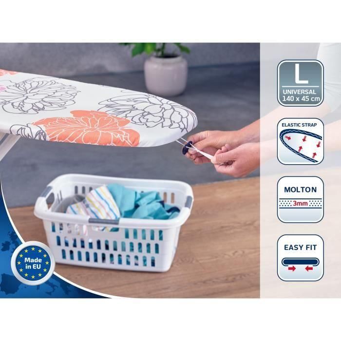 Leifheit 71602 Funda para Tabla de Planchar Cotton Comfort L/Universal, Acolchado 4mm, Oeko-Tex, Tablas hasta 125x45cm 1