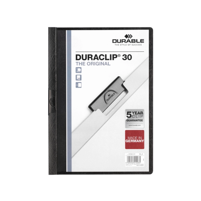 Durable Carpeta Duraclip Dossier Pinza Lateral Negro Capacidad 30 Hojas Polipropileno Formato Din A4 1