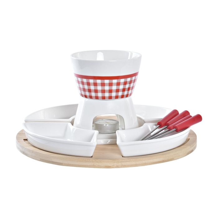 Fondue Shabby DKD Home Decor Rojo Blanco 26.5 x 1.5 x 26.5 cm Set de 10