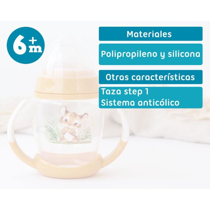 KioKids Taza Aprendizaje Tigre Asas Bebé 270 mL Mostaza Colección Honey 4