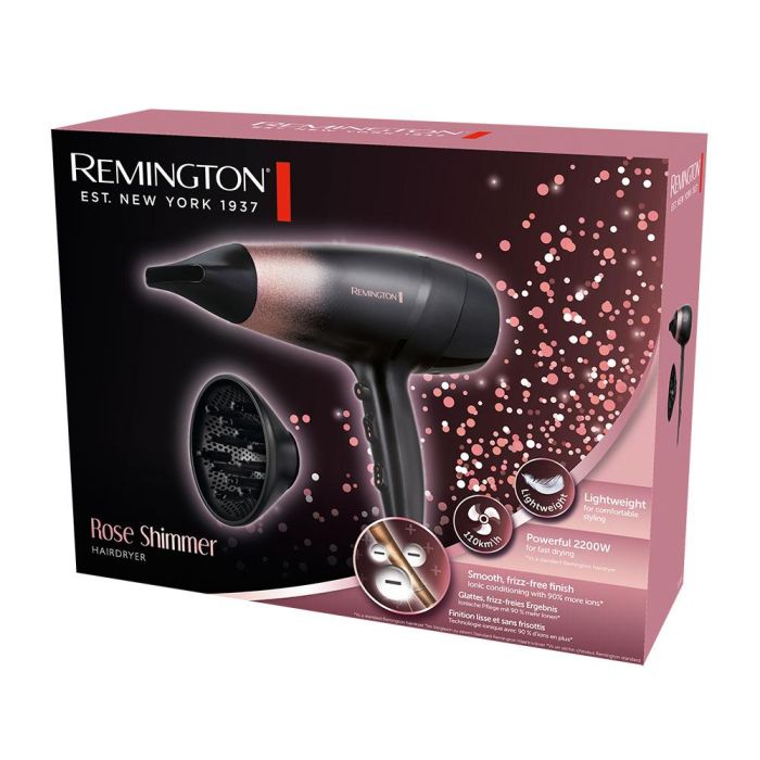 Remington Secador Rose Shimmer 2200 W Negro, Rosa 2 Remington Secador Rose Shimmer 2200 W Negro, Rosa 2