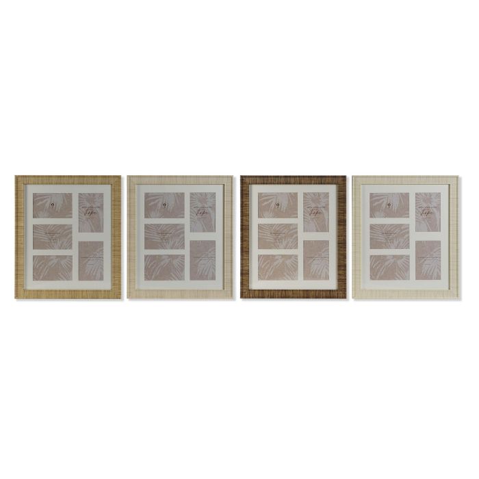 Marco Multifoto Scandi DKD Home Decor Natural Beige 2 x 38 x 34 cm (4 Unidades)