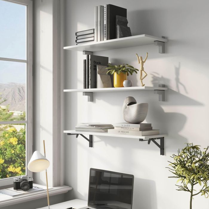 Emuca Juego de soportes plegables para estante, longitud 403mm, Acero, Pintado negro 4 Emuca Juego de soportes plegables para estante, longitud 403mm, Acero, Pintado negro 4