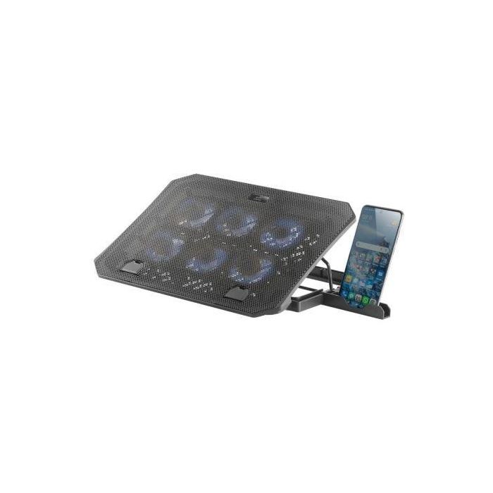 Mars Gaming Soporte Refrigerante MNBC23 para Portátiles hasta 16" con Iluminación LED Azul y Soporte para Smartphone 2