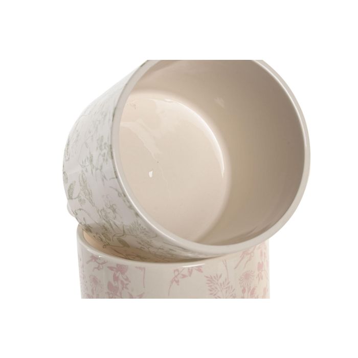 Macetero Shabby DKD Home Decor Blanco Verde 13.7 x 14.7 x 13.7 cm Set de 3 (2 Unidades) 3