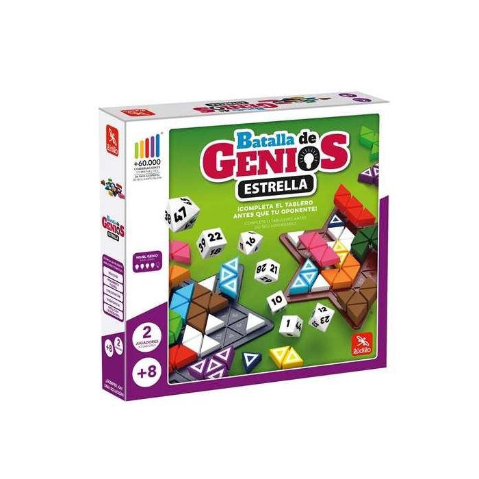 Juego batalla de genios estrellas. ¡desafíos más difíciles! 22 piezas de madera, 14 piezas bloqueadoras 7 dados, 2 tableros, reglas de juego. Juego batalla de genios estrellas. ¡desafíos más difíciles! 22 piezas de madera, 14 piezas bloqueadoras 7 dados, 2 tableros, reglas de juego.
