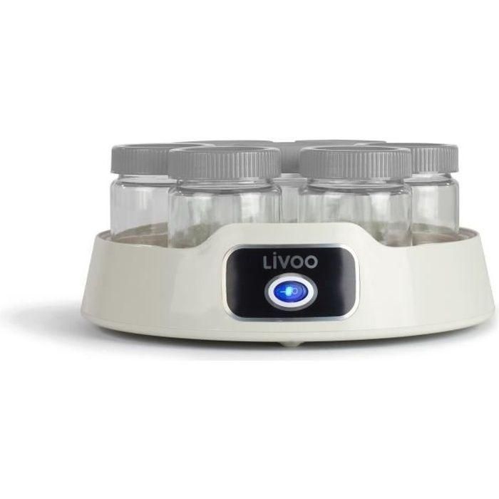 LIVOO - Yogurtera - DOP180G - 14 botes de cristal con tapa de rosca - Capacidad por bote: 170ml LIVOO - Yogurtera - DOP180G - 14 botes de cristal con tapa de rosca - Capacidad por bote: 170ml