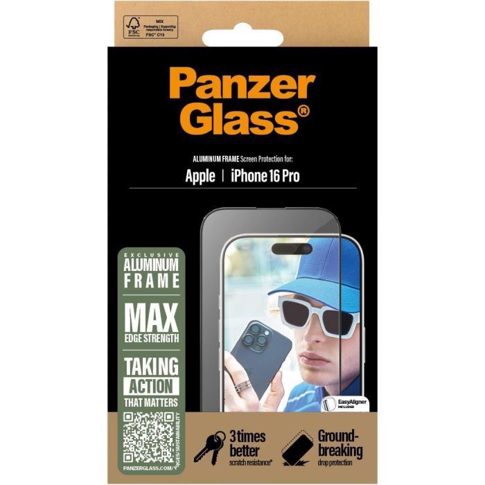 PanzerGlass Funda Marco Aluminio iPhone 16 Pro UWF para Apple iPhone '24 6.3" Pro 2