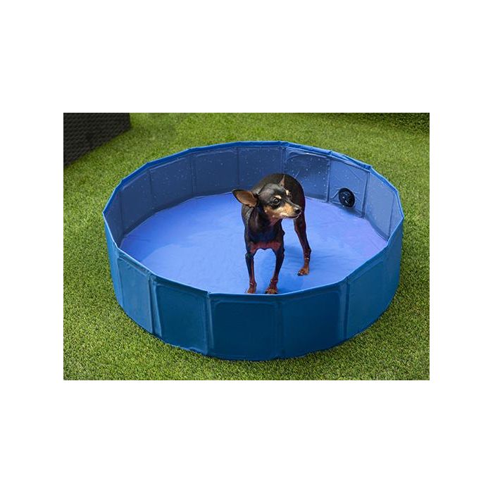 MASCOW Piscina Perro Poliester 120x30 cm Azul Antideslizante Plegable con Valvula de Vaciado (Set de 4) 4