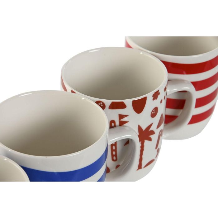 DKD Home Decor Taza Mug Boho de Porcelana 380ml, Apta para Microondas y Lavavajillas, Colores Azul Rojo, 4 Unidades 1 DKD Home Decor Taza Mug Boho de Porcelana 380ml, Apta para Microondas y Lavavajillas, Colores Azul Rojo, 4 Unidades 1