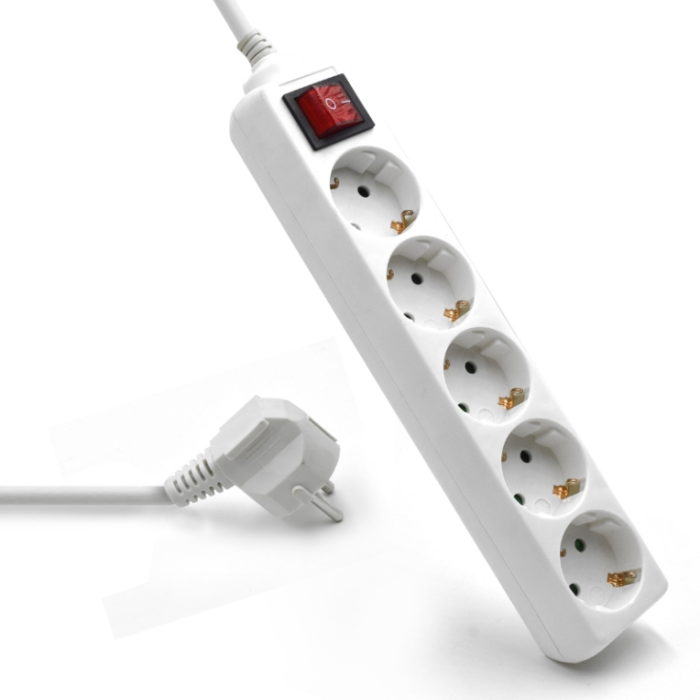 Ewent Regleta 5 Tomas Shucko 16A con Interruptor Iluminado, Protección para Menores, Cable 1.5m EW3916