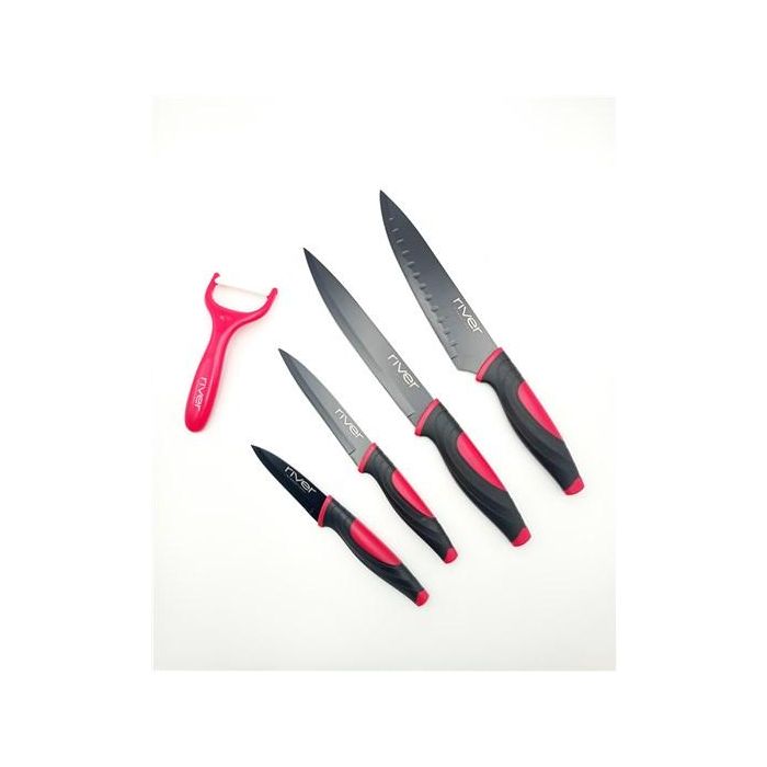 River CUC-0501-AN Set de 5 Cuchillos Multiusos Acero Inoxidable Antiadherente