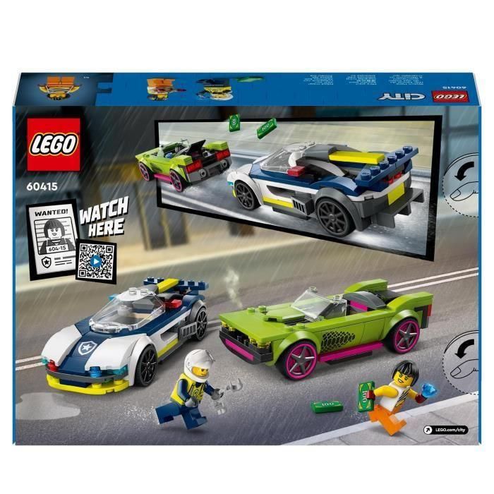LEGO 60415 City La Persecución entre el Coche de Policía y el Supercoche, Juguete de Construcción con Minifiguras, Regalo para Niños 5