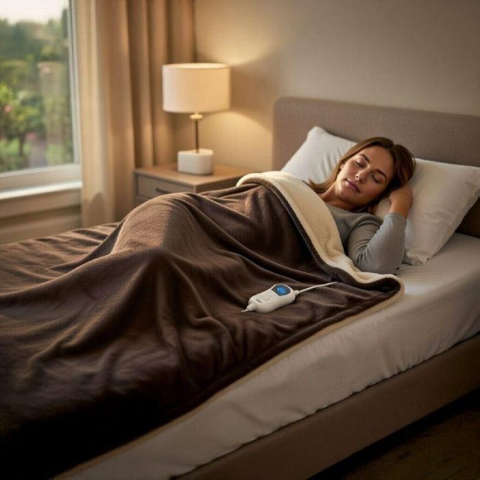 Avant Manta Eléctrica 160x120 cm 120W - 3 Niveles de Temperatura, Color Marrón Beige