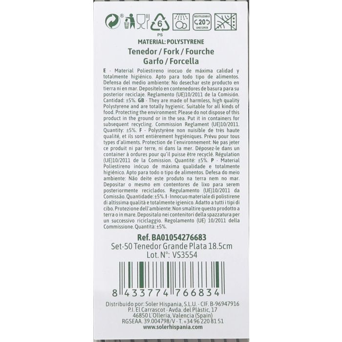 Algon Set 50 Tenedores Grandes de Plata 18.5 cm 1