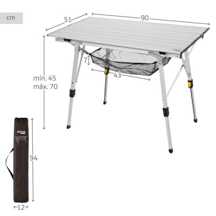 Mesa camping plegable compacta aluminio 90x51x45/70 3 Mesa camping plegable compacta aluminio 90x51x45/70 3