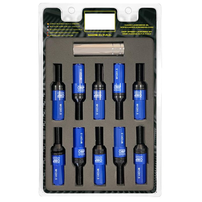 Omp Speed Juego De 20 Tornillos Con Protector De Aluminio De Colores M12x1.5 Llave De 17-19 Largo 28 mm Con Protector Azul OMPS09981207 Omp Speed Juego De 20 Tornillos Con Protector De Aluminio De Colores M12x1.5 Llave De 17-19 Largo 28 mm Con Protector Azul OMPS09981207