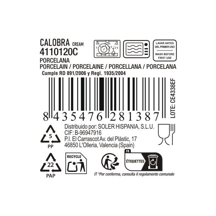 La Mediterranea Bandeja "Calobra" Crema 26.5 x 14 cm (24 Unidades)