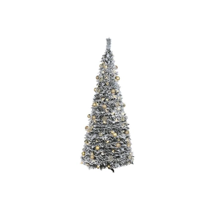 DKD Home Decor Árbol de Navidad Artificial Moderna Dorado Plegable y Desmontable, con Luces LED Integradas y PVC, 180 cm Alto x 71 cm Ancho