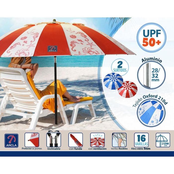 Sombrilla de playa Ø 240 cm SPF50+ Marino 3 Sombrilla de playa Ø 240 cm SPF50+ Marino 3