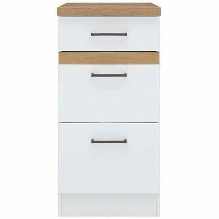 Junona JUNONAMB3T40BL Módulo bajo de cocina Junona Kitchen de 40 cm con 3 cajones y encimera de trabajo, blanco brillante 2