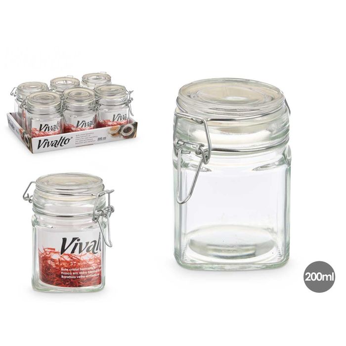 Tarro Cristal Cuadrado Cierre Hermetico 200Ml Vivalto 9CM (24 Unidades) Tarro Cristal Cuadrado Cierre Hermetico 200Ml Vivalto 9CM (24 Unidades)