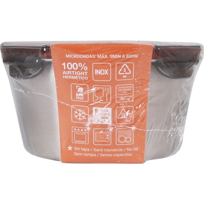 Quttin Fiambrera de Acero 0.6L para Microondas y Horno, 13.5 x 7 x 13.5 cm (12 Unidades) 1