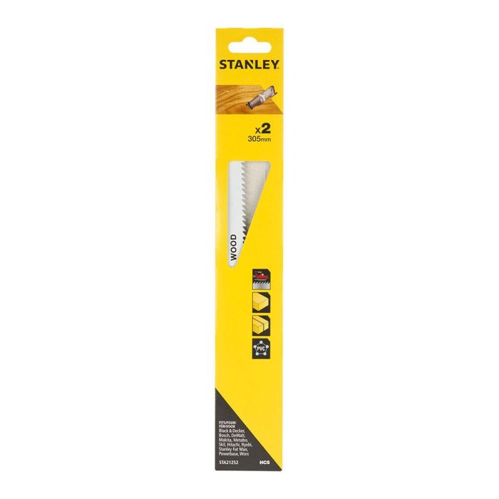 Stanley Sta21252-xj Hojas Sierra de Sable 30,5 cm HCS para Madera y Plástico, Corte Grueso y Recto, Pack 2 Unidades 0 Stanley Sta21252-xj Hojas Sierra de Sable 30,5 cm HCS para Madera y Plástico, Corte Grueso y Recto, Pack 2 Unidades 0