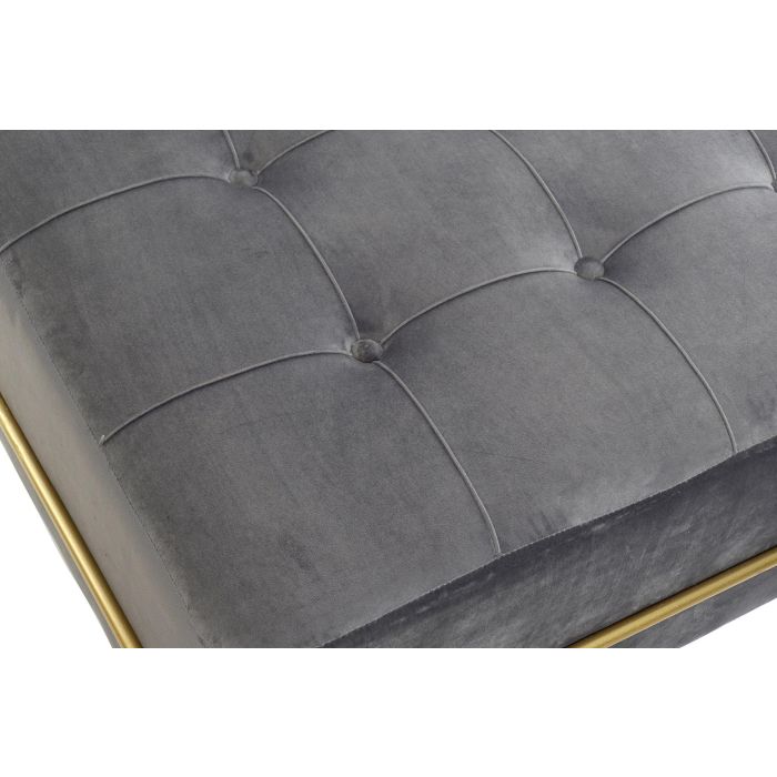 DKD Home Decor Mueble Descalzadora Glam Gris Dorado, Hecho a Mano, Poliester y Metal, Asiento 49cm, 80x47x80 cm 1