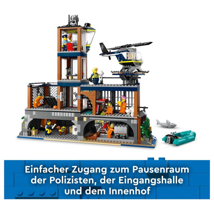 LEGO 60419 City Prisión de Policía de Aguas Profundas Juguete con Helicóptero Barco 7 Minifiguras Figura de Perro