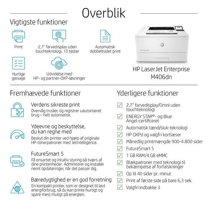 HP 3PZ15A Impresora Láser Monocromo LaserJet Enterprise M406DN | Dúplex Automático, Ethernet, 40 ppm, Seguridad Avanzada 44 HP 3PZ15A Impresora Láser Monocromo LaserJet Enterprise M406DN | Dúplex Automático, Ethernet, 40 ppm, Seguridad Avanzada 44