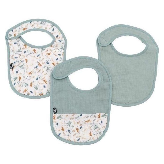 Pack de 3 baberos - DOMIVA - 6-12 meses - Gasa de algodón - Celadón Pack de 3 baberos - DOMIVA - 6-12 meses - Gasa de algodón - Celadón