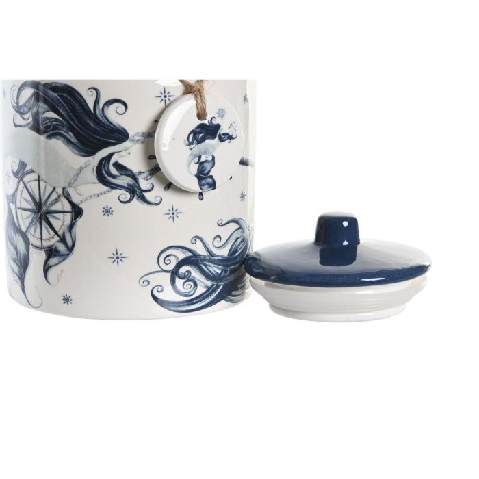 Bote DKD Home Decor 12 x 12 x 16 cm Azul Blanco Dolomita (3 Unidades) 1 Bote DKD Home Decor 12 x 12 x 16 cm Azul Blanco Dolomita (3 Unidades) 1