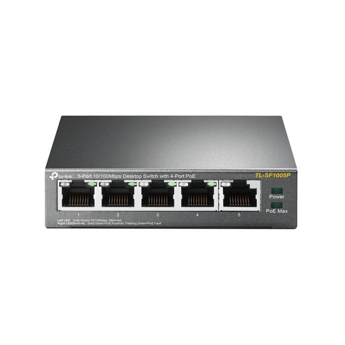 TP-Link TL-SF1005P Switch No Administrado Fast Ethernet 10/100 Mbps con 5 Puertos PoE Negro 0 TP-Link TL-SF1005P Switch No Administrado Fast Ethernet 10/100 Mbps con 5 Puertos PoE Negro 0