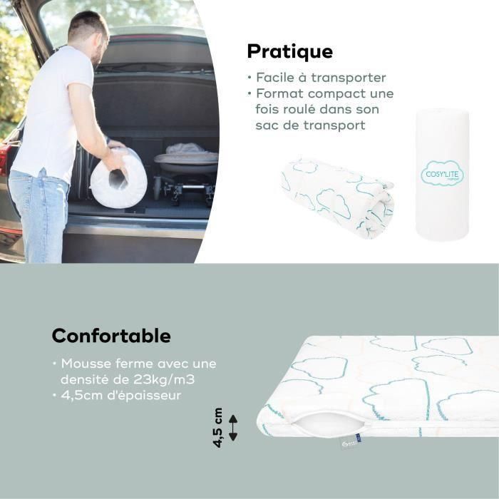 Babymoov Colchón de viaje Cosy'Lite Nomad 60x120cm - Plegable, Certificado Oeko-Tex 100, Tejido Reciclado y Funda Lavable, con Bolsa Transporte 3 Babymoov Colchón de viaje Cosy'Lite Nomad 60x120cm - Plegable, Certificado Oeko-Tex 100, Tejido Reciclado y Funda Lavable, con Bolsa Transporte 3