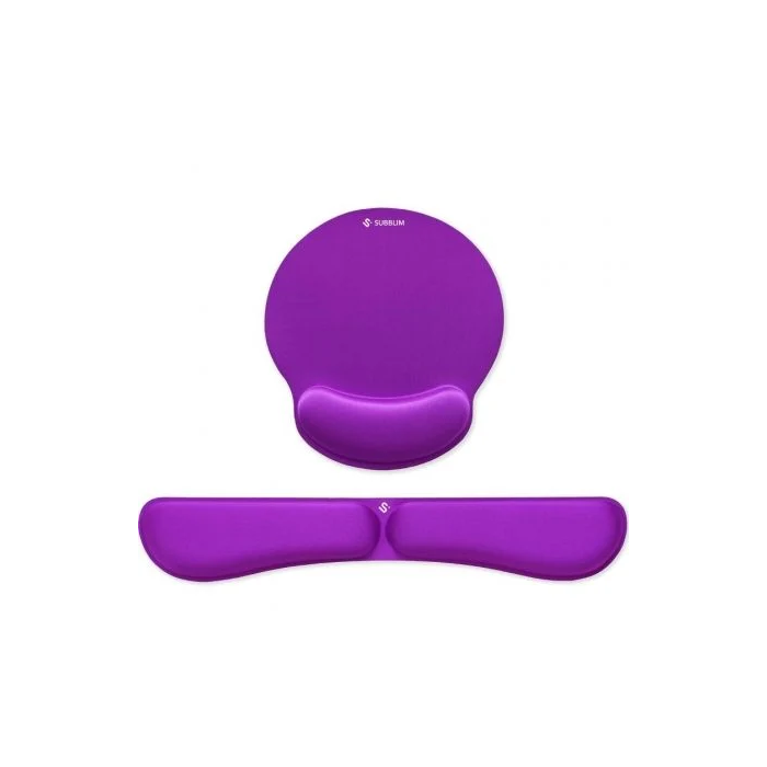 Subblim Pack Ergonómico Alfombrilla Ratón y Reposamuñecas Teclado MemoryFlex Púrpura SUBMP-04E022
