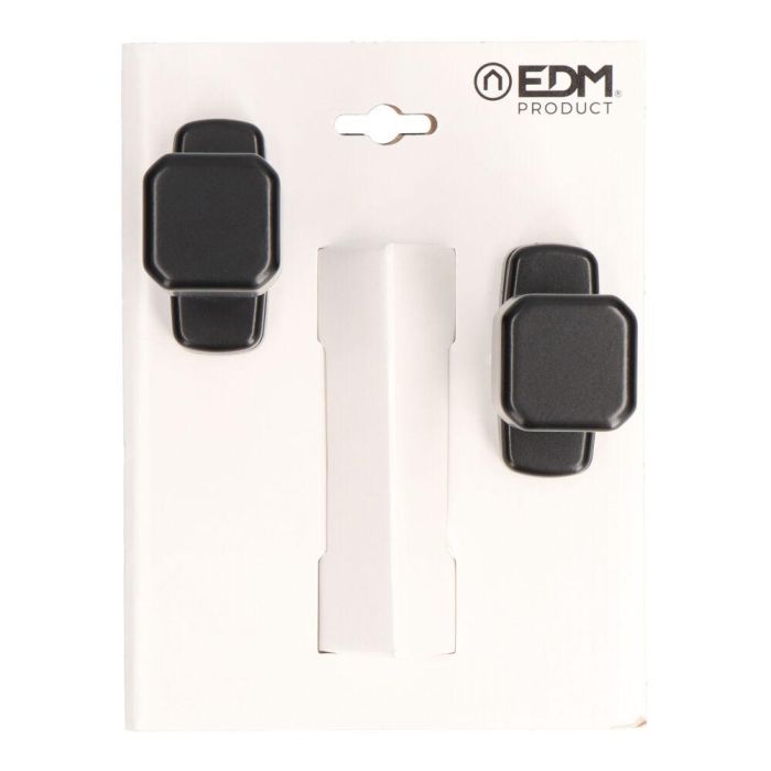 Edm Juego Pomo Recuperable 6807 Aluminio Negro 37x83x69mm Distancia Maxima Entre Pomos 39mm