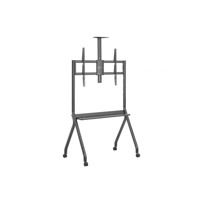 AISENS FT86FE-369 Soporte de Suelo para TV de 100" con Ruedas y Bandeja, Soporte de Pantalla Interactivo, VESA 900x600mm, Carga 120kg, Altura Ajustable