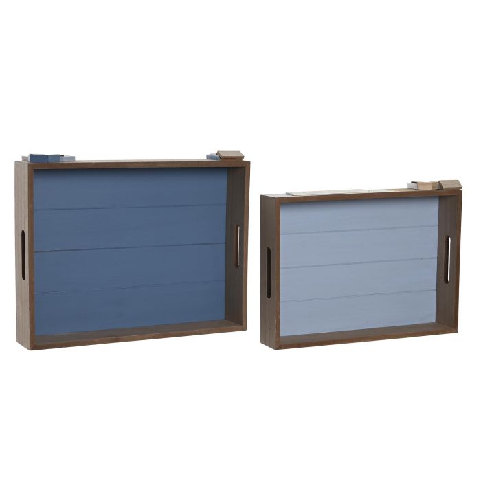 Bandeja Mediterraneo DKD Home Decor Azul Marino Azul 30 x 7 x 40 cm Set de 2 3